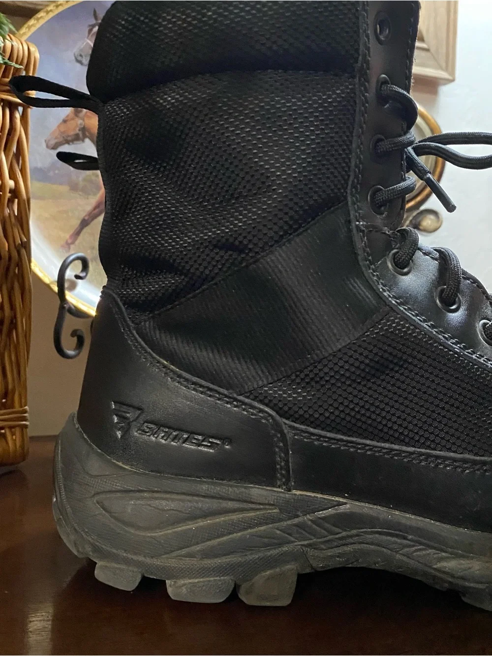 Bates Fuse Mens 10.5 Black Leather Tactical Boots E06510 Extra Wide Side Zip
